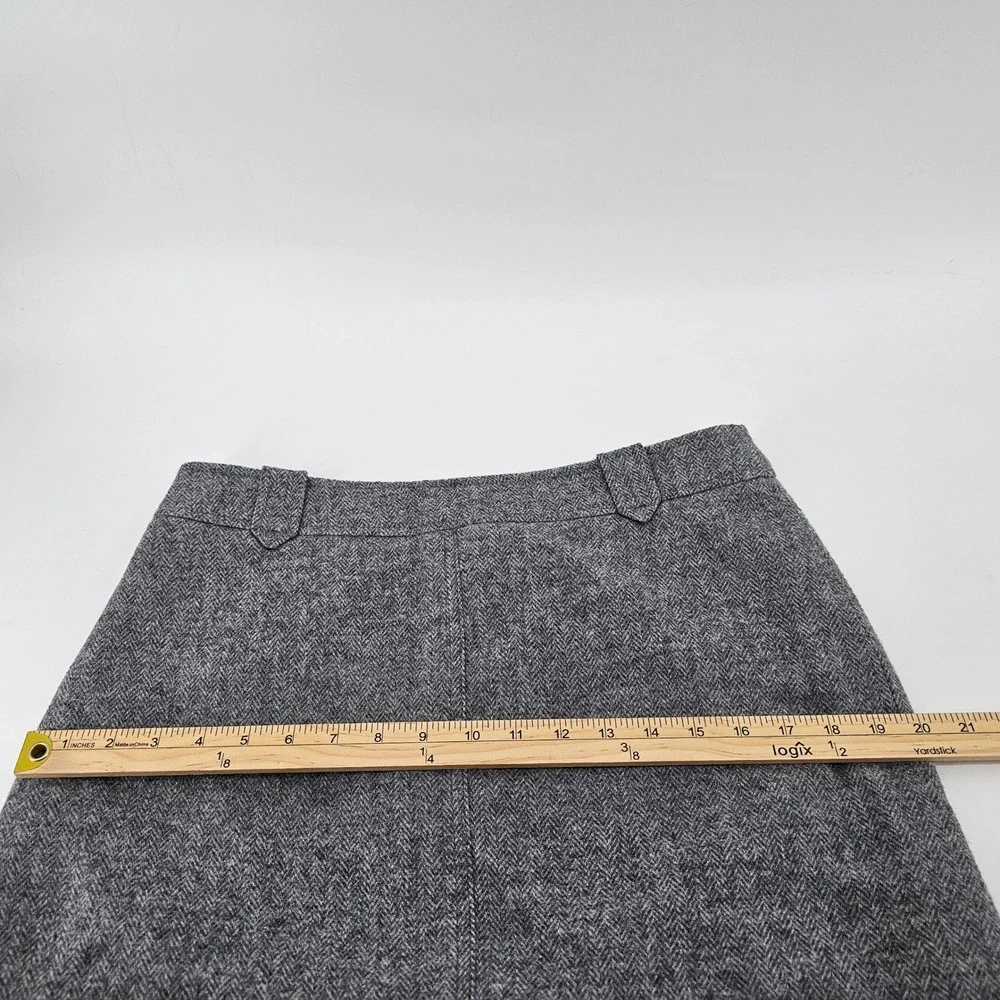 Talbots A-Line Skirt Women 8 Grey Herringbone Wool Blend Lined Career